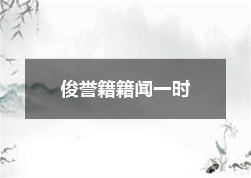 俊誉籍籍闻一时