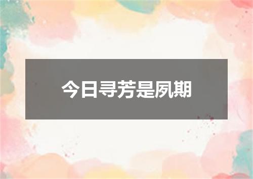 今日寻芳是夙期