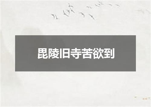 毘陵旧寺苦欲到