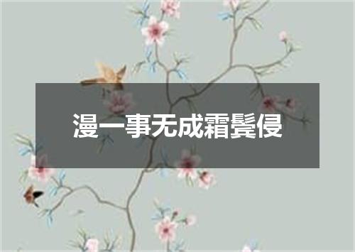 漫一事无成霜鬓侵