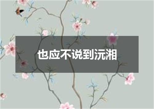也应不说到沅湘