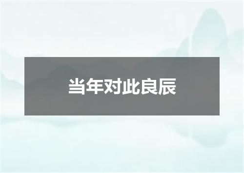 当年对此良辰