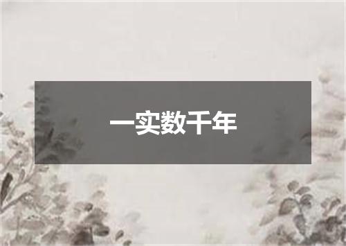 一实数千年