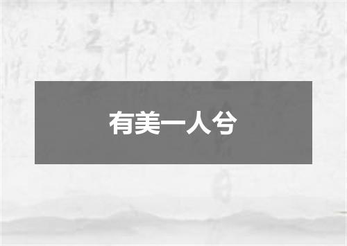 有美一人兮