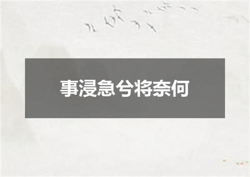 事浸急兮将奈何