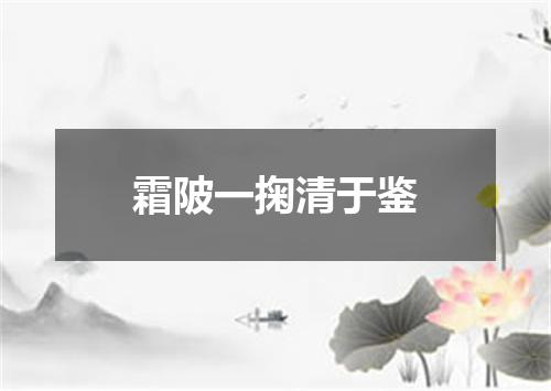 霜陂一掬清于鉴