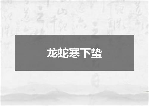 龙蛇寒下蛰