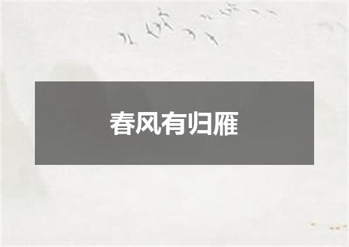 春风有归雁