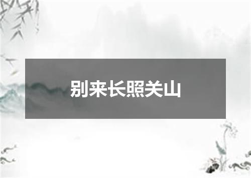 别来长照关山