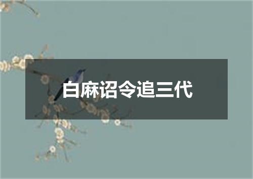 白麻诏令追三代