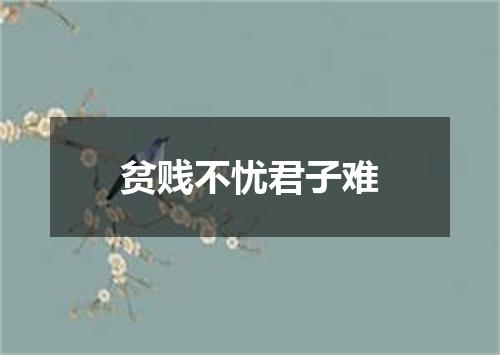 贫贱不忧君子难