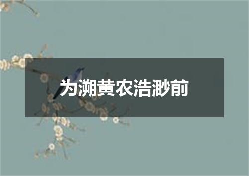 为溯黄农浩渺前
