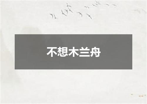 不想木兰舟
