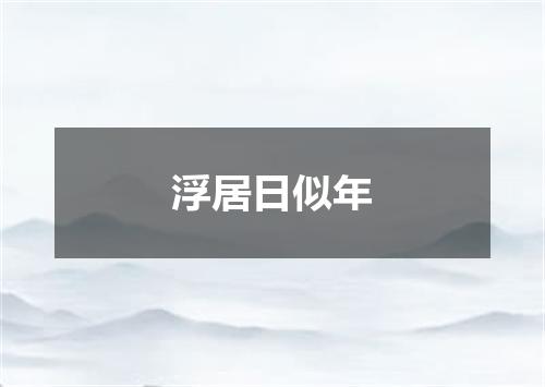 浮居日似年