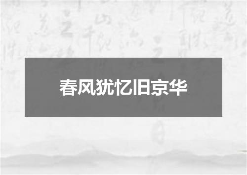 春风犹忆旧京华