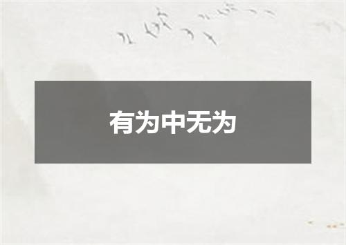 有为中无为