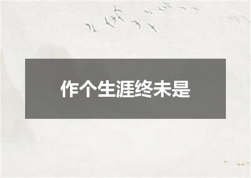 作个生涯终未是