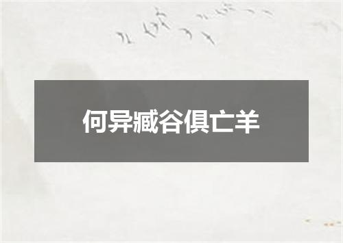 何异臧谷俱亡羊
