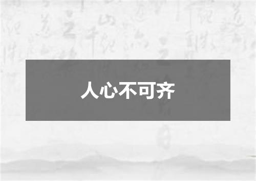 人心不可齐