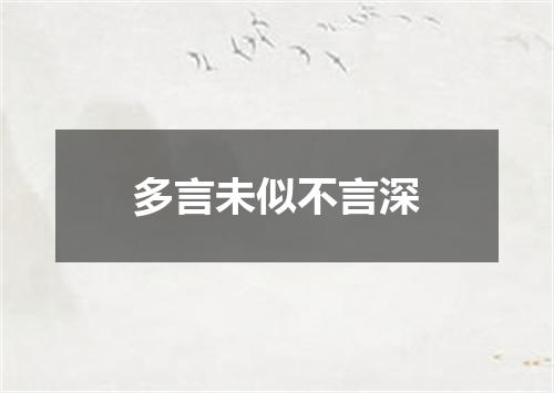 多言未似不言深