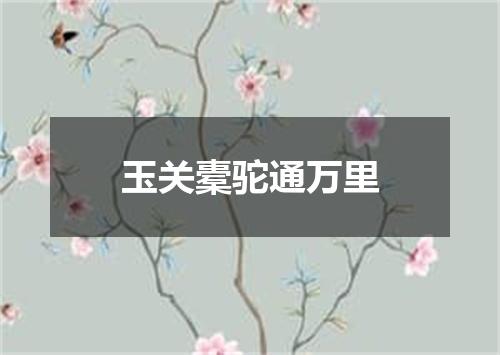 玉关橐驼通万里