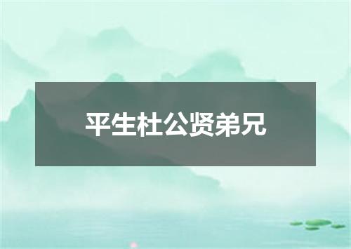 平生杜公贤弟兄