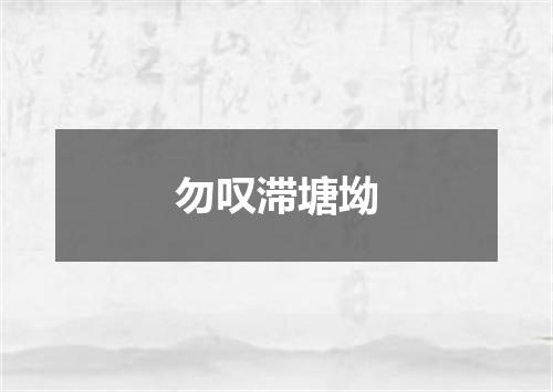 勿叹滞塘坳