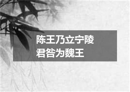陈王乃立宁陵君咎为魏王