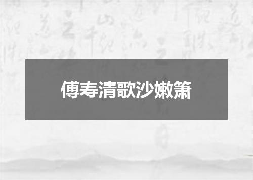 傅寿清歌沙嫩箫