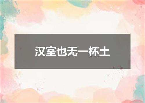 汉室也无一杯土