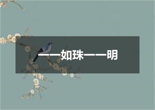 一一如珠一一明