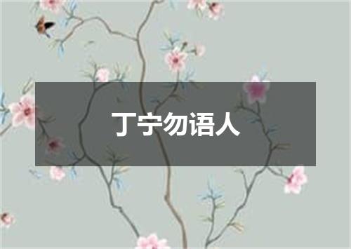 丁宁勿语人
