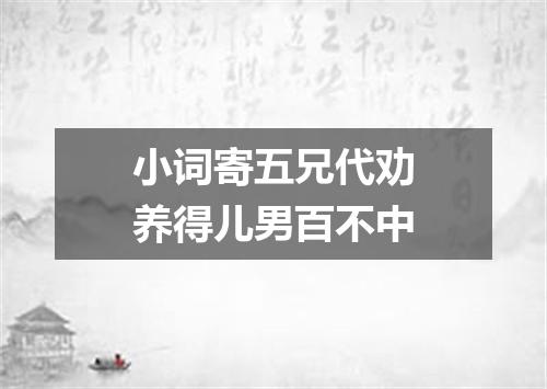 小词寄五兄代劝养得儿男百不中