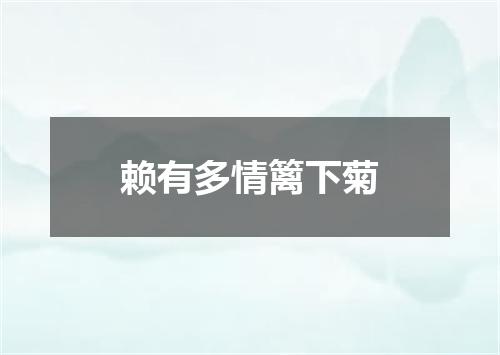 赖有多情篱下菊