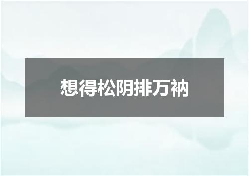 想得松阴排万衲