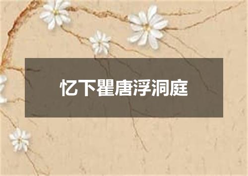 忆下瞿唐浮洞庭