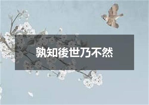 孰知後世乃不然