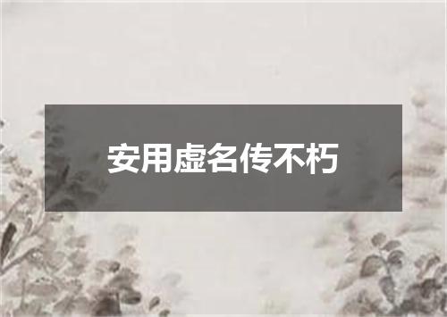 安用虚名传不朽
