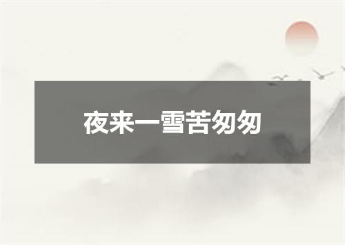 夜来一雪苦匆匆
