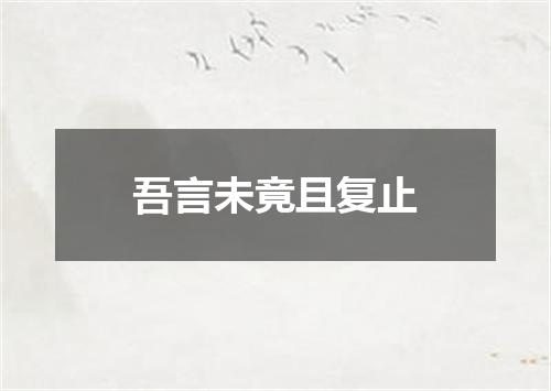 吾言未竟且复止