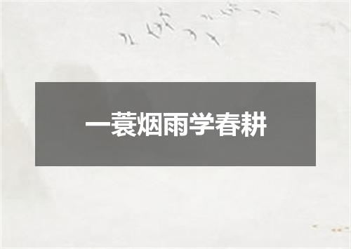 一蓑烟雨学春耕