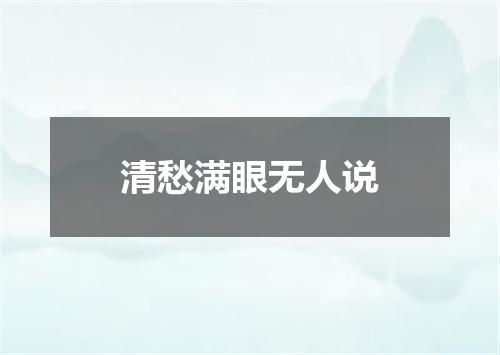 清愁满眼无人说