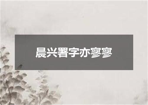 晨兴署字亦寥寥
