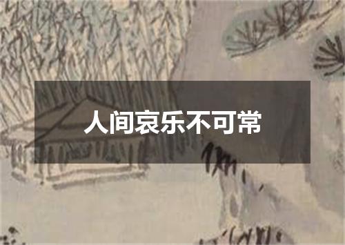 人间哀乐不可常