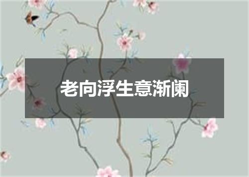 老向浮生意渐阑