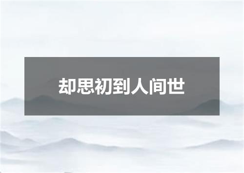 却思初到人间世