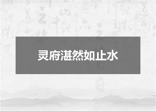 灵府湛然如止水