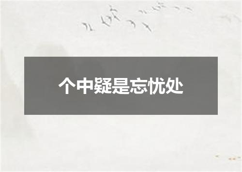 个中疑是忘忧处