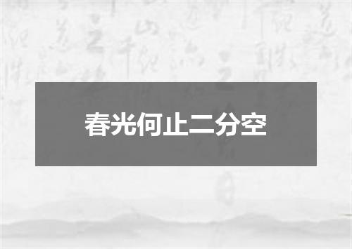 春光何止二分空