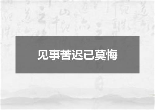 见事苦迟已莫悔